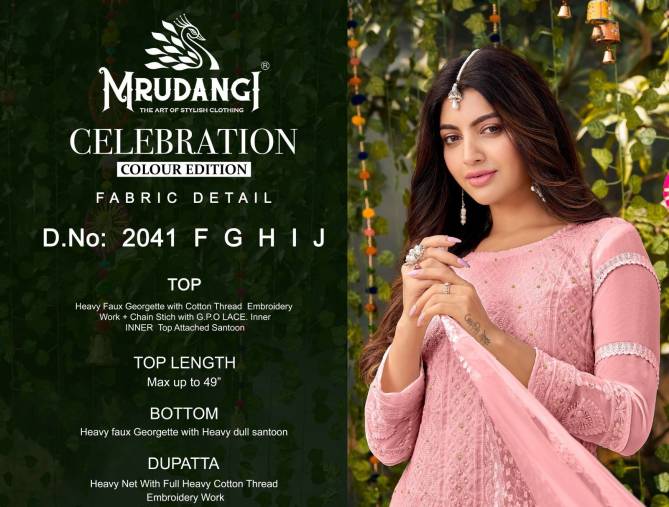 Celebration Colour Edition By Mrudangi 2041 F To 2041 J Georgette Salwar Suits Catalog